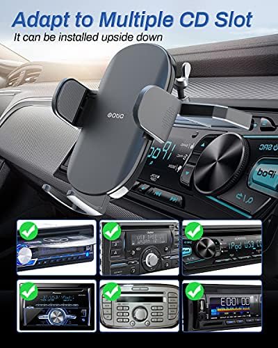 OQTIQ Car CD Phone Holder – Effortless One-Touch Release, 360° Adjustable Viewing, Universal Compatibility for i Phone & Android – Versatile CD Slot & Air Vent Mount Included for Safer Hands-Free Driving Experience