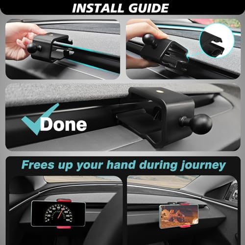 Tesla Model Y & Model 3 Mag Safe-Compatible Dashboard Phone Holder – 360° Adjustable Cradle for All Smartphones & Tablets – Secure 1/4 Screw Mount for Ultimate Safety and Accessibility – Essential EV Accessory for Hands-Free Navigation and Optimal Driving Experience