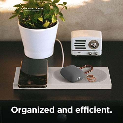 elago Premium Mag Safe Charging Tray: Streamline Your Charging Experience for i Phone 16/15/14/13/12 & Air Pods – Stylish Stone Finish Wireless Station for Home & Office – Durable Non-Slip Design Ensures Device Stability – Customize with Your Own Cable for a Personalized Touch