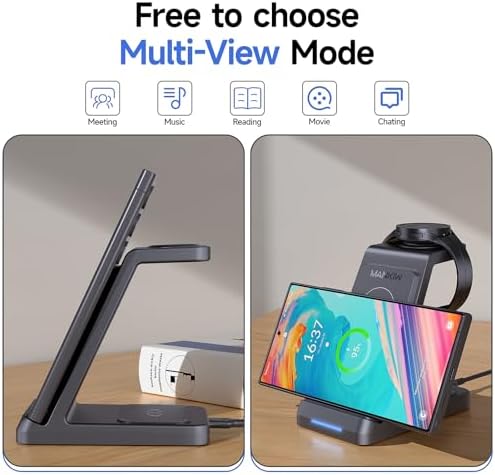 MANKIW Advanced 3-in-1 Wireless Charging Station for Samsung Devices – Ultra-Fast Charger for Galaxy S24, S23, S22, S20 Ultra, Z Flip Fold 5/4/3, Galaxy Watch 6/5/4/3 & Buds – Sleek Black Design for Optimal Efficiency and Style