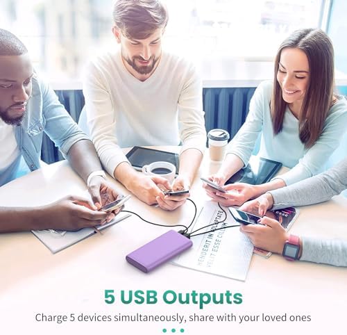 High-Capacity 38800 m Ah Portable Power Bank with LCD Display – Multi-Device Charger Featuring 5 USB Outputs and USB-C Connectivity for Fast Charging – Ideal for i Phone 16/15/14/13 Pro, Samsung Galaxy, Pixel, and Nexus – Ultimate On-the-Go Charging Solution in Blue