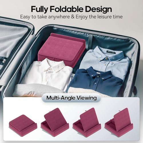 KDD Multifunctional Tablet Pillow Stand – Adjustable Foldable i Pad Holder for Bed, Lap, and Desk with Soft Pad Dock and Stylus Storage – Compatible with i Pad Pro (12.9, 10.5, 11), Air, Mini, Phones, and Books – Ultimate Comfort and Versatility for Hands-Free Use