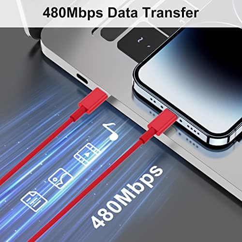 Blue Fast Charger Cable 2-Pack – 6 ft USB Type C to Lightning for i Phone 14/13/12 Pro Max, MFi Certified Charging Cord for Enhanced Speed & Compatibility – Durable Design for Everyday Use