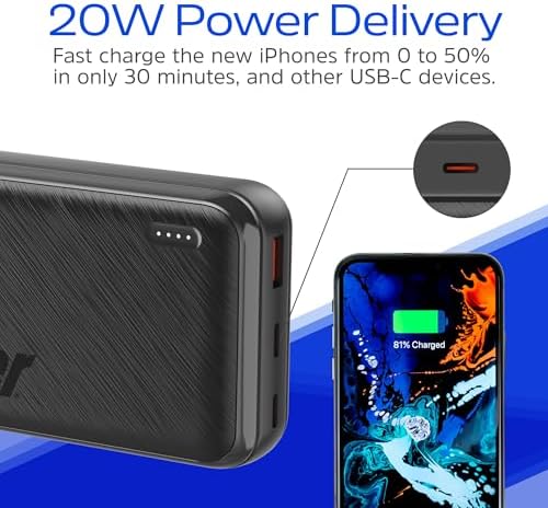 Energizer 20000 m Ah Fast Charging Portable Power Bank with 22.5 W PD3.0 – Versatile USB-C Battery Pack for i Phone 16/15/14/13/12, Samsung S23/S22, and Android Devices – Travel-Ready Design for Reliable On-the-Go Charging