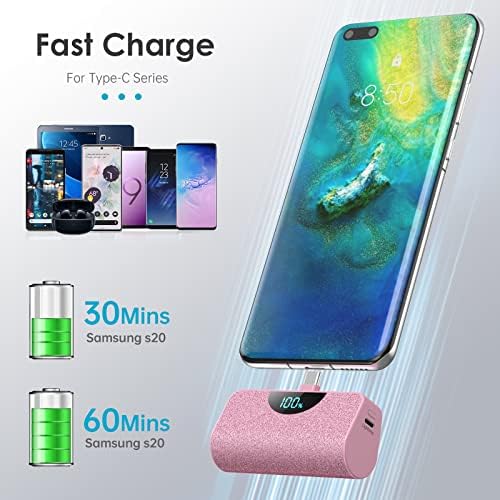 Dual Pack Mini Portable USB-C Power Bank 5200 m Ah – Fast Charging Battery Backup with LCD Display for i Phone 16 Series, Samsung, and Android Devices – Ultimate On-the-Go Power Solution