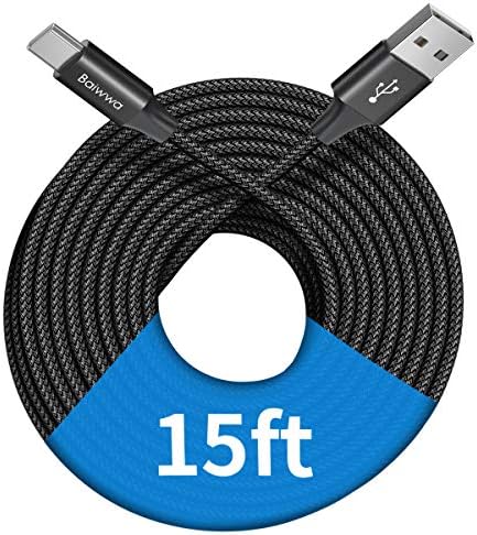 Baiwwa 20 ft Extra Long USB C Charging Cable – Premium Nylon Braided Cord for Fast Charging & Data Transfer – Compatible with i Phone 16/15, Samsung Galaxy Note, LG, Moto, Pixel & More – Ultimate Durability & Flexibility for Seamless Connectivity