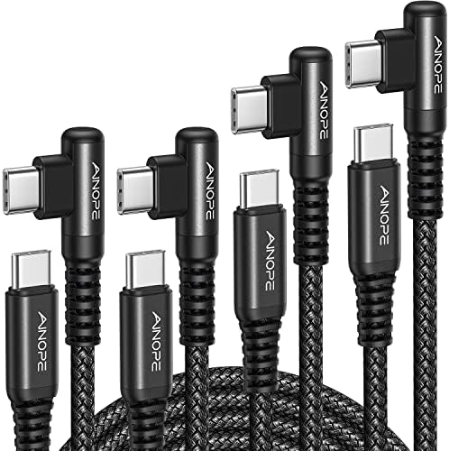 Revolutionize Your Charging with AINOPE 60 W USB C Cable 2-Pack – 10 ft Durable Nylon Braided Right Angle Type C Charger for i Phone 16 Pro Max, Samsung S24, and i Pad Pro – Fast Charging, Enhanced Compatibility, and Long-Lasting Performance
