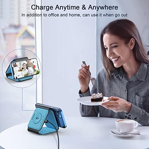 RTOPS 3-in-1 Magnetic Wireless Charging Station for i Phone, Apple Watch, and Air Pods – Compact Ga N Travel Charger with Enhanced Speed and Compatibility for i Phone 16/15/14/13/Pro/Max, Air Pods 4/3/2/Pro – All-in-One Solution for Ultimate Convenience and Efficiency