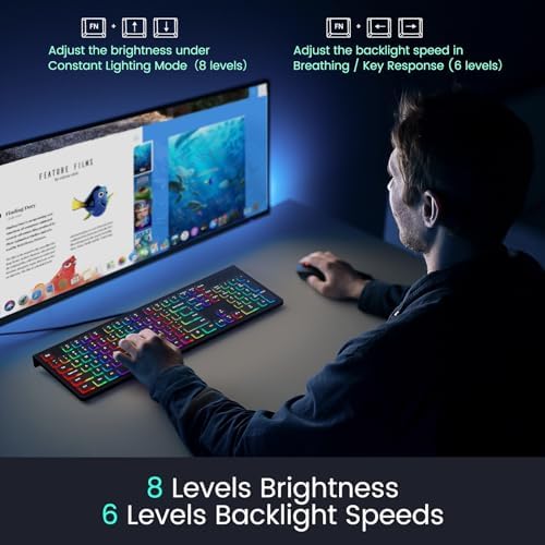 Upgrade Your Typing Experience with the Spill-Resistant USB Wired Keyboard – Low Profile Chiclet Keys, Large Number Pad, and Ergonomic Design for Enhanced Comfort and Speed – Perfect for Professionals and Home Users (Black)