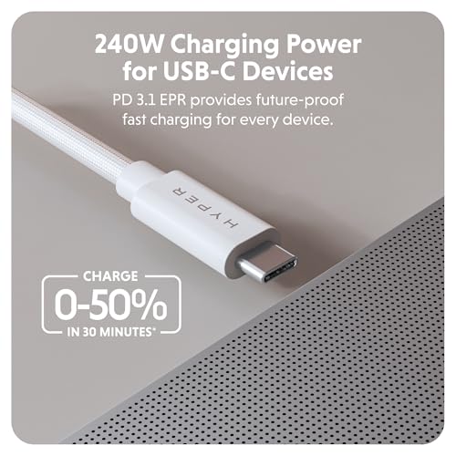 HyperDrive Next USB4 Type-C Performance Charging Cable — USB C Charging w/ 40Gbps Data Transfer, 240W Power Delivery, Fast Charge, 8K Video Support (4ft/1.2m – Black) – Enhanced Compatibility and Speed