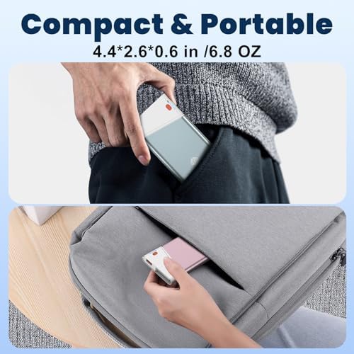 Sleek 5000 m Ah Pink Portable Power Bank with Integrated USB-C Fast Charger – Ultra-Compact Mini Battery Pack for i Phone 16/15/14 & Samsung S24 – Lightweight Design with Handy Lanyard for Effortless Travel Charging