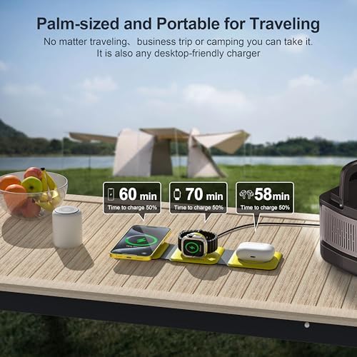 UCOMX Foldable 3-in-1 Wireless Charging Station: Ultimate Travel Charger for i Phone 12-16 Pro Max, Apple Watch Series 3-Ultra, and Air Pods Pro – Rapid Nano Technology for Fast, Safe Charging & Clutter-Free Convenience