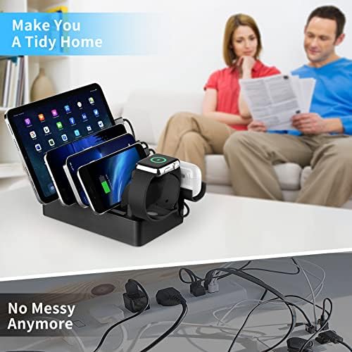 Ultimate 6-Port USB Charging Hub: High-Speed Dock for Streamlined Device Management – Rapid Charge Station for Smartphones, Earbuds, and Smartwatches – Chic Pure White Finish with Built-in Safety Features – Perfect Desktop Organizer for Enhanced Home and Office Productivity
