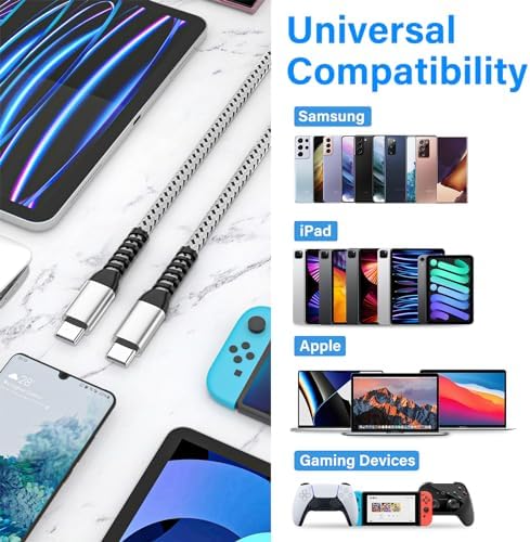 10 Ft USB-C to USB-C Cable 3 Pack – Lightning-Fast Charging for i Phone 15/16, Mac Book & Samsung Galaxy – Extra Long, High-Performance Power Delivery – Durable Design for Ultimate Versatility and Convenience