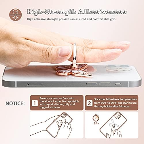 Glitter Butterfly Phone Ring Grip Holder – 360-Degree Rotating Kickstand for i Phone, Samsung Galaxy & Android – Stylish Rhinestone Design for Enhanced Durability and Comfort – Perfect Gift for Women and Girls – Secure Adhesive for Optimal Grip – Versatile Stand for Video Calls, Streaming & More