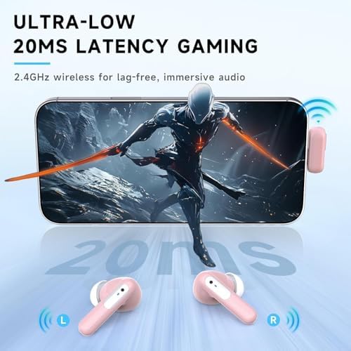 High-Performance Wireless Gaming Earbuds with Ultra-Low Latency & Advanced Noise Cancellation – 36-Hour Battery Life, Dual 2.4 GHz & Bluetooth Connectivity, LED Battery Indicator – Multi-Platform Support for PS5, Meta Quest, PC & More for Ultimate Gaming Experience