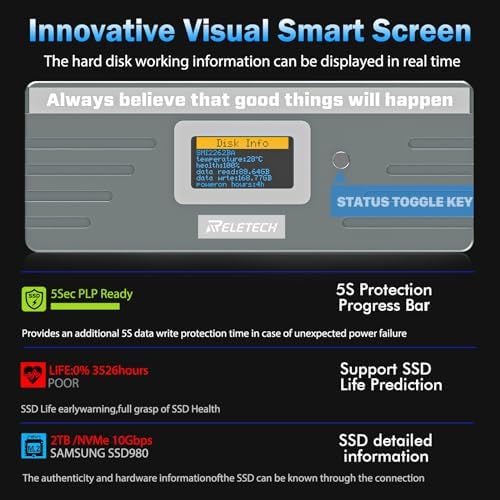 Ultra-Fast M.2 SSD Portable Hard Drive Enclosure – USB 3.1 Type-C (10 Gbps) Compatible with NVMe & SATA SSDs for Mac Book – Elegant Black Design for Enhanced Data Security and Versatile Storage Solutions