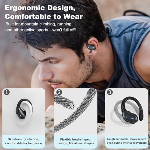 Next-Gen Wireless Earbuds with 144-Language Real-Time Translation – OWS AI Translator Earbuds Offering Superior HD Audio Quality, Extended Battery Life, and IPX5 Waterproof Rating for Active Lifestyles – Unrivaled Connectivity and Performance in Stylish Black Design