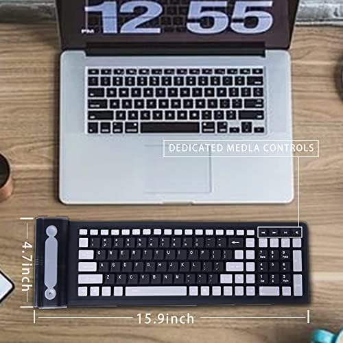 Portable 2.4 G Wireless Silicone Keyboard – Flexible, Rollable, and Waterproof Design for On-the-Go Typing – Full Size 107 Keys for Laptop, PC, and Notebook – Lightweight, Dustproof Travel Companion for Effortless Typing Anywhere