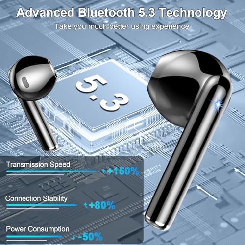Ultimate Bluetooth 5.3 Wireless Earbuds – Superior Hi-Fi Stereo Audio with Advanced ENC Noise Cancellation, 40-Hour Playtime, Innovative Dual LED Battery Indicator, and IP7 Waterproof for Active Lifestyles – Perfect for Fitness Enthusiasts and Audiophiles Seeking Unmatched Sound Quality