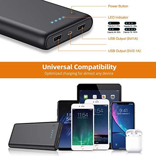 Ultra-High Capacity 40,800 m Ah Power Bank with 25 W Fast Charging – Dual Built-in Cables & 5 Outputs for Quick Device Charging – Compatible with i Phone 16/15 & Android – Sleek Blue Portable Charger for On-the-Go Power Solutions