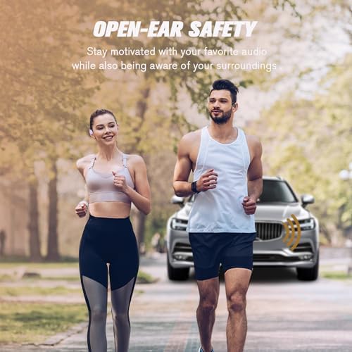 Transform Your Soundscape with Innovative Open Ear Wireless Bone Conduction Earbuds – Sweatproof Bluetooth Headphones for Active Lifestyles – Stay Engaged and Safe in Stylish Black Finish