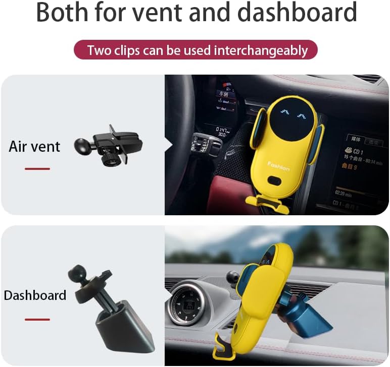 Vibrant Red Automatic Wireless Car Charger Mount – Effortless One-Handed Operation Smartphone Holder for i Phone & Samsung – Rapid Charging for Air Vent or Dashboard Use – Enhance Your Driving with Secure Support & Stylish Convenience