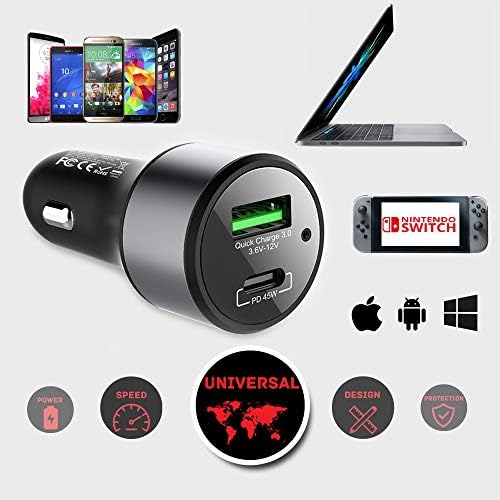 Experience Rapid Power with the Link On 84 W USB-C Car Charger: Dual-Port Fast Charging Adapter Featuring 60 W PD3.0 & 18 W QC3.0 for Mac Book, Dell XPS, Google Chromebook & More – Compact, Multi-Device Accessory with Enhanced Safety Mechanisms for Reliable Performance on the Road