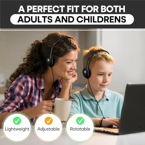 Classroom-Ready Wired Headphones – 25 Pack Durable On-Ear Audio Solution for Students, Comfortable Fit for Enhanced Learning, Ideal for Group Activities and Educational Use