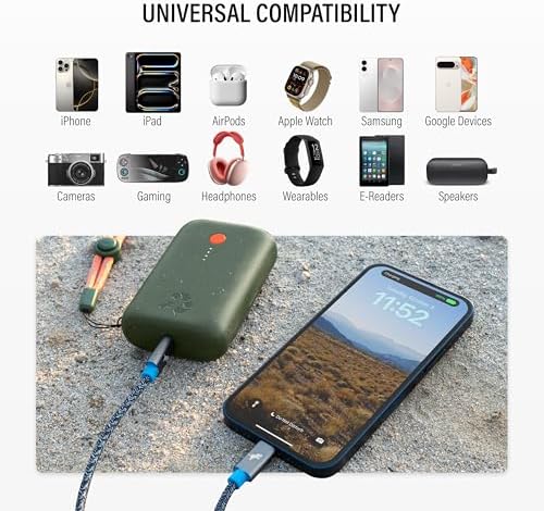 Ultimate Champ 10,000 m Ah Portable Charger – Dual USB-C Power Bank with 20 W Fast Charging for i Phone, Laptops, Tablets & More – Travel Essential with Included Cable for Enhanced Device Compatibility and Performance