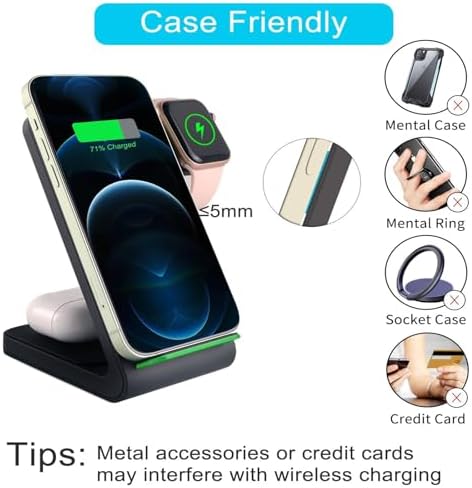 3-in-1 Qi-Certified Fast Wireless Charging Station for Apple Devices – Streamline Charging for i Phone, Apple Watch, and Air Pods with Enhanced Compatibility and Safety Features – Ideal Accessory for Modern Lifestyles