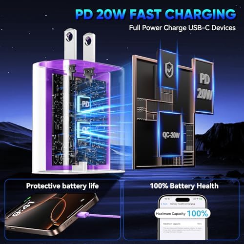 Unlock Rapid Charging Efficiency with the 20 W USB-C Power Adapter and 10 ft Cable – Ideal for i Phone 16, 15 Pro, and Galaxy S24 for Ultimate Portability and Convenience