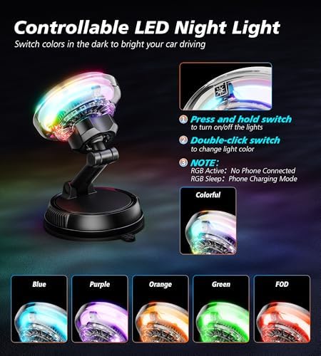 Ultimate Qi2 15 W Mag Safe Car Mount Charger with Cooling Fan – Enhanced Rapid Charging and 78+ lbs Suction Power for i Phone 12-16 – Stylish RGB Lighting and Optimal Device Protection for On-the-Go Convenience and Hands-Free Navigation