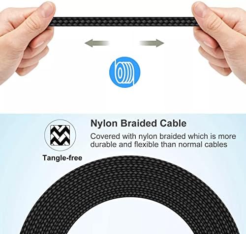 Premium 3-Pack USB C to Lightning Cable 3 ft – MFi Certified Fast Charging with 90-Degree Right Angle Connector – Durable Nylon Braided Design for i Phone 13, 12, 11, Pro, X, XS, XR, 8 Plus, 7, 6, 5 – Ultimate Convenience for Gaming and Streaming – Reliable Data Transfer and Syncing Solutions – Tangle-Free, Long-Lasting Performance in Stylish Black Finish