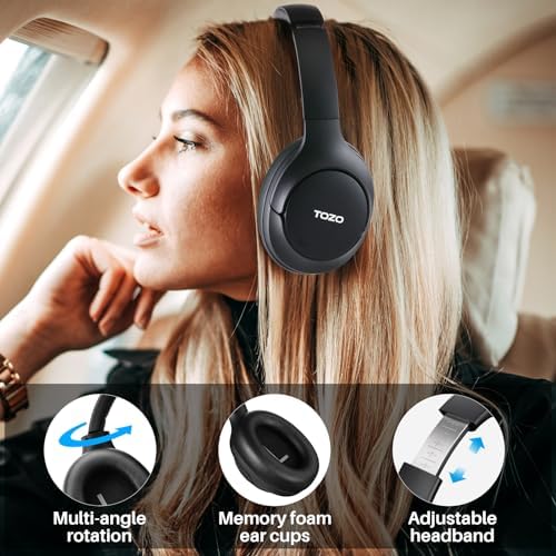 TOZO HT2 Wireless Over-Ear Headphones with Superior Active Noise Cancellation – Immerse in 60-Hour Playtime, Personalized Hi-Res Audio with Custom EQ, and Rich Deep Bass – Luxurious Khaki Design for Home, Office, and Travel Enthusiasts Seeking Unmatched Comfort and Sound Quality