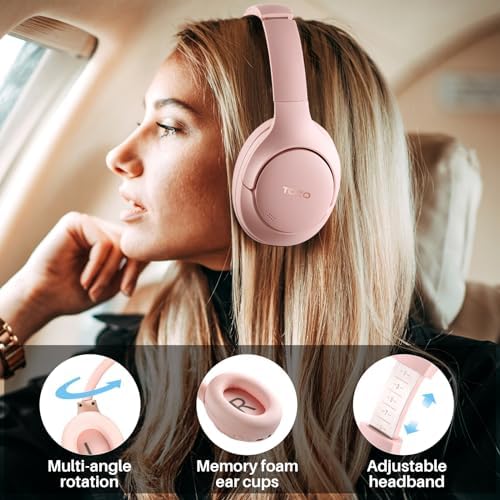 TOZO HT2 Wireless Over-Ear Headphones with Superior Active Noise Cancellation – Immerse in 60-Hour Playtime, Personalized Hi-Res Audio with Custom EQ, and Rich Deep Bass – Luxurious Khaki Design for Home, Office, and Travel Enthusiasts Seeking Unmatched Comfort and Sound Quality