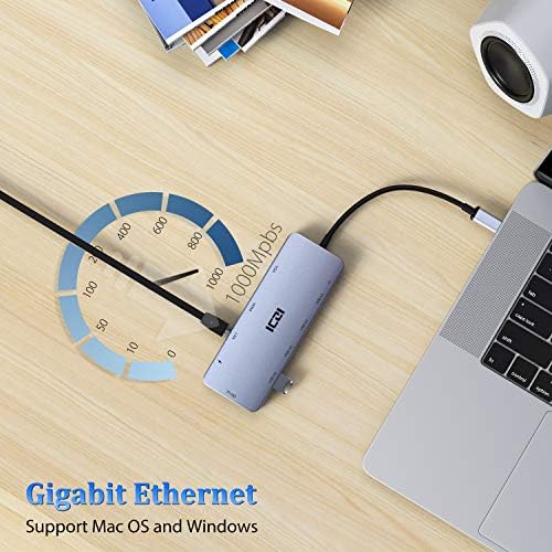 Transform Your Workspace with the ICZI 11-in-1 USB C Hub Multiport Docking Station – Triple HDMI Display, VGA, 100 W Power Delivery, and Enhanced Connectivity for Mac Book, Laptops, and PCs – Ultimate Solution for Seamless Device Integration and High-Speed Performance