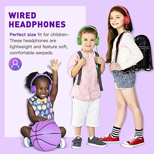 Rockpapa 950 Kids Wired Headphones – Vibrant Black and Green On-Ear Style with Built-in Microphone for Enhanced Online Learning, Foldable for Ultimate Portability, Compatible with Laptops, Tablets, and Chromebooks for Seamless Classroom Engagement and Daily Use