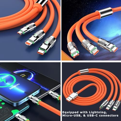 Universal 4-in-1 Fast Charge Retractable Car Charger – 100 W Power Delivery for i Phone 15/14/13 Pro Max, Galaxy & Pixel – Compact 2.6 ft Cables with Cigarette Lighter Adapter – Ideal Gift for Tech-Savvy Men & Women – Enhanced Speed & Compatibility for On-the-Go Charging Solutions