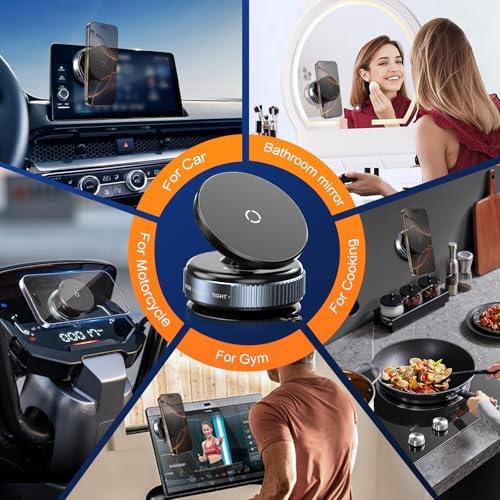 Revolutionary 360° Adjustable Magnetic Suction Cup Phone Holder – Versatile, Portable Smartphone Mount for Car, Gym, Kitchen, and Mirrors – Universal Compatibility with i Phone and Android Devices – Enhanced Stability and Effortless Multi-Tasking Experience