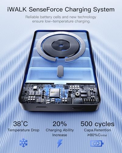 i WALK Magnetic Power Bank – Qi2 Certified 15 W Fast Charger with 30 W PD Technology, 10,000 m Ah Battery for i Phone 16/15/14/13/12, Ergonomic Gray Design with LED Display – Superior Portability and Enhanced Charging Efficiency