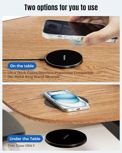 Sleek Invisible Wireless Charger for Under-Desk or Nightstand Use – Fast Dual-Function Charging Pad Compatible with i Phone 16 Series, Samsung & Android Devices – Minimalist Design for Clutter-Free Spaces and Enhanced Power Efficiency