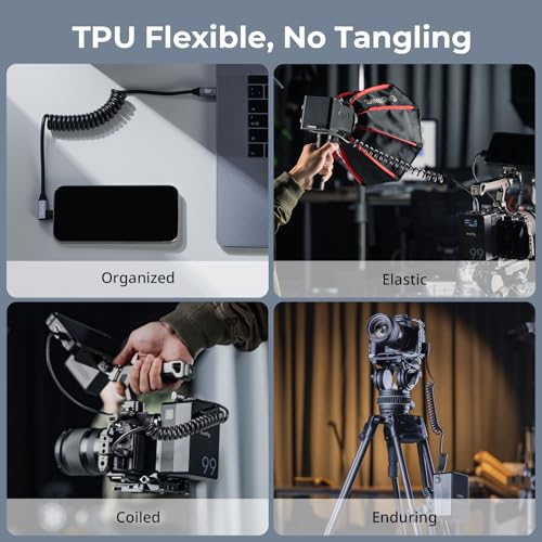 Experience Unmatched Speed and Convenience with SMALLRIG 90-Degree USB C to USB C Coiled Data Cable – 20 Gbps Data Transfer & PD 100 W Fast Charging, Perfect for i Phones, Laptops, and Cameras – Tidy Workspace Solution for High-Performance Connectivity