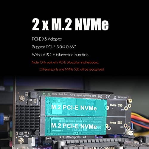 GLOTRENDS PA21 High-Speed Dual M.2 NVMe to PCIe 4.0 X8 Adapter – Maximize Your Storage Efficiency with Multi-SSD Support for 22110/2280/2260/2242/2230 Sizes, Perfect for Gamers and Content Creators Seeking Superior Data Transfer Speeds and Unmatched System Performance