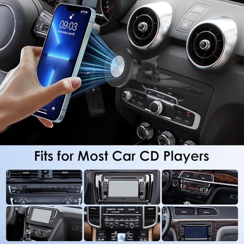 EEEKit Magnetic CD Slot Car Mount, 360° Rotation CD Player Car Phone Holder for Magsafe Case and All Phones, Black – Enhanced Compatibility and Speed