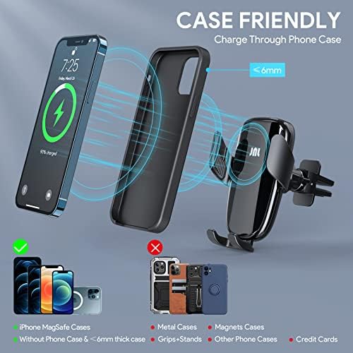 Effortless Wireless Car Charger with 15 W Qi Fast Charging – Auto-Clamping Air Vent Phone Holder for Ultimate Compatibility with i Phone 14/13/12 Series & Samsung Galaxy S23/S22/S21/S20 Plus – Ideal for Hands-Free Navigation and Rapid Charging