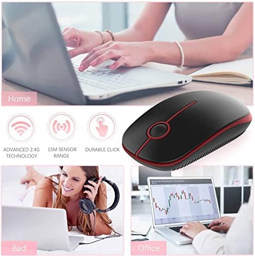 Sleek Vssoplor Wireless Mouse – Ultra-Slim Silent Optical Companion for Laptops & PCs | 2.4 GHz Nano Receiver, Perfect for Quiet Workspaces & Travel | Enhanced Compatibility for Windows, Mac & Linux