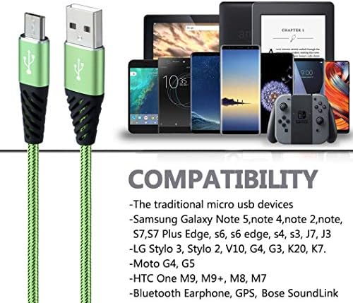 Bynccea 10 FT Nylon Braided Micro USB Charging Cable – 4-Pack Fast Charge Cord for Samsung Galaxy S6, S7 Edge, J3, J7, LG, HTC, Motorola, Sony, Xbox One, PS4 – Durable and Flexible Power Solution for Enhanced Device Compatibility