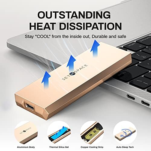 Ultra-Durable SETMSPACE NVME Enclosure – 10 Gbps SSD Adapter for M-Key Drives, Solid Aluminium Alloy Case with USB C/A Cables, Supports 2230/2242/2260/2280 Sizes, Enhanced Portability and Robust Performance in Sleek Grey Design