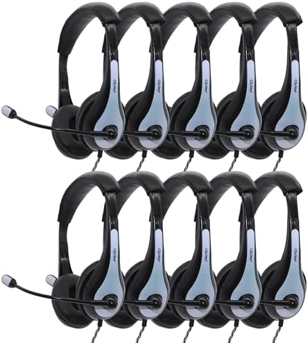 Avid AE-36 White Headset with Adjustable Boom Microphone – Ultimate Classroom Audio Solution for Students and Educators, Compatible with Tablets, Lightweight Design for Extended Use, Superior Sound Clarity for Testing and Assessments